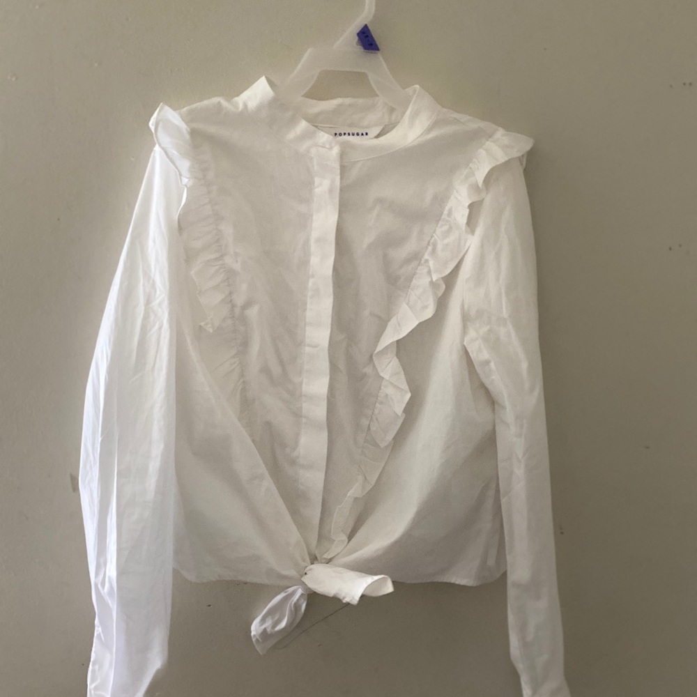 Fancy white button up blouse